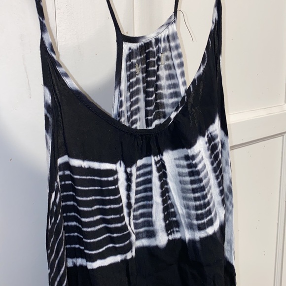 Black White Large Tie Dye Spaghetti Strap High Low Dress - Picture 13 of 13